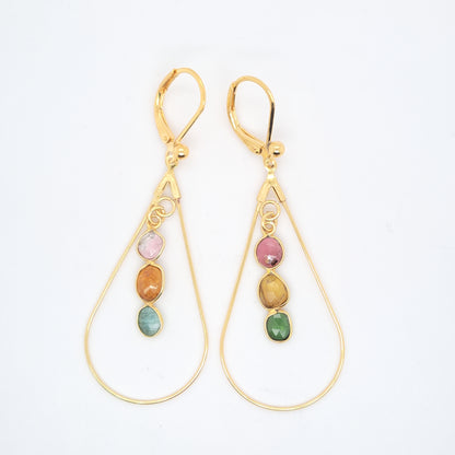 Indian sweetness - Gold-plated tourmaline drop hoop earrings