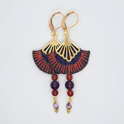 Violet Love Jaisalmer II- Boucles d'oreilles pendantes améthyste