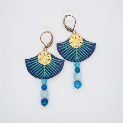 Bleu Cozumel - Boucles d'oreilles perles amazonite apatite