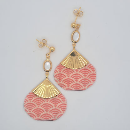 Rouge Hôi An - Boucles d'oreilles nacre