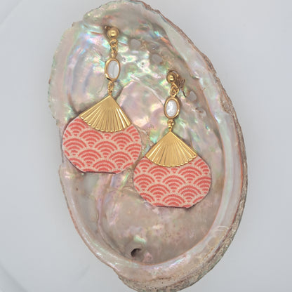 Rouge Hôi An - Boucles d'oreilles nacre