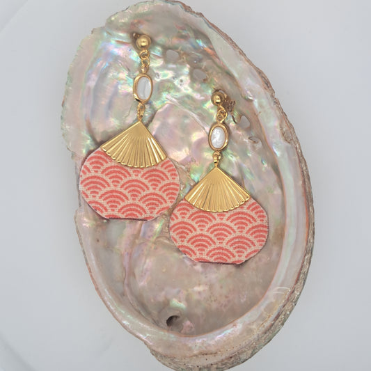 Rouge Hôi An - Boucles d'oreilles nacre