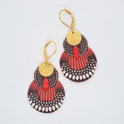 Rouge Kogi III- Boucles d'oreilles pendantes créoles gouttes