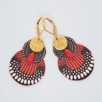 Rouge Kogi III- Boucles d'oreilles pendantes créoles gouttes