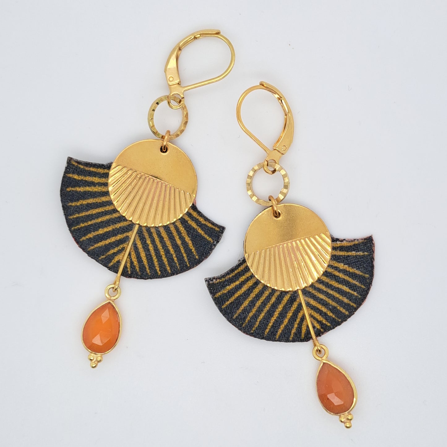 Flatiron - Gold Plated Diamond Fabric Earrings