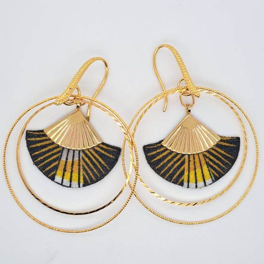 Doré Néfertiti - Boucles d'oreilles doubles créoles