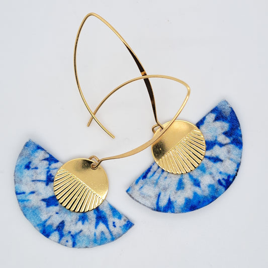 Bleu Magic Pacific - Boucles d'oreilles pendantes en tissu