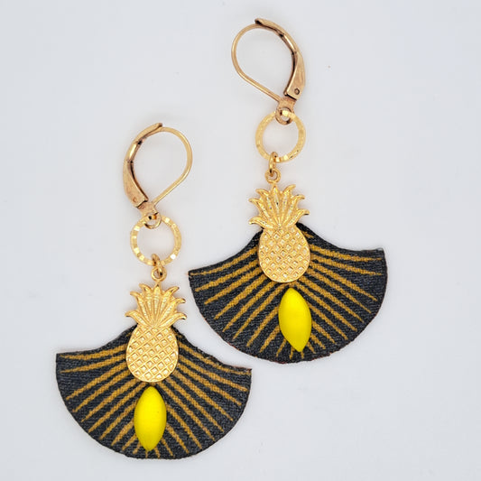 Doré Costa Rica - Boucles d'oreilles pendantes ananas