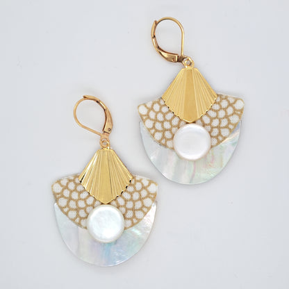 Blanc Mombasa - Boucles d'oreilles nacre