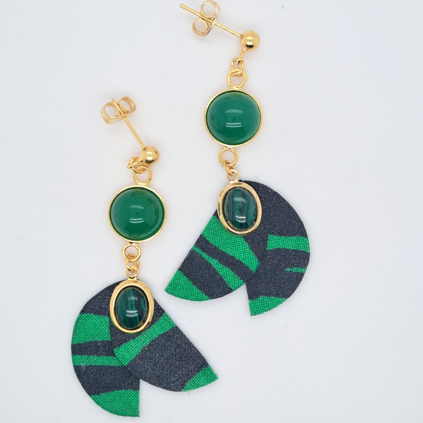 Verte Mata Atlantica - Boucles d’oreilles malachite agate verte