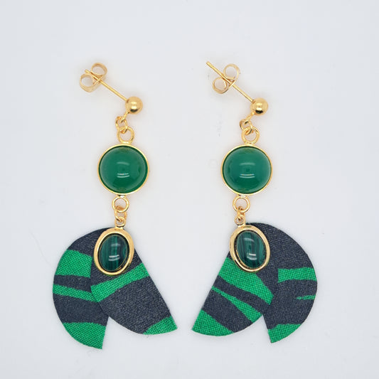 Verte Mata Atlantica - Boucles d’oreilles malachite agate verte