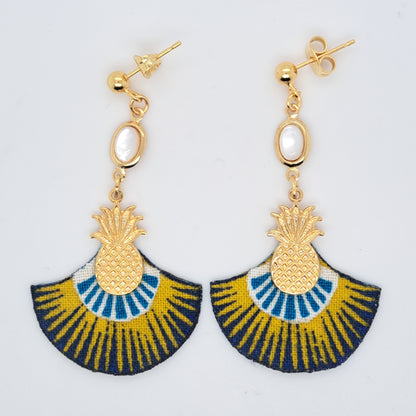 Jaune Magic Panama - Boucles d'oreilles pendantes en tissu