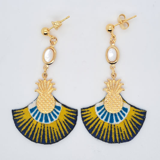 Jaune Magic Panama - Boucles d'oreilles pendantes en tissu