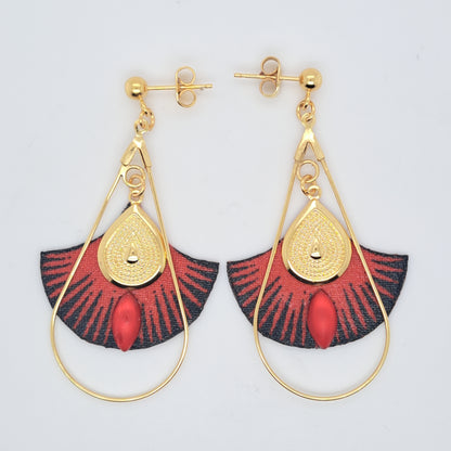 India - Red fabric drop earrings