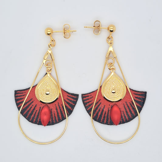 Rouge India - Boucles d'oreilles créoles ovales
