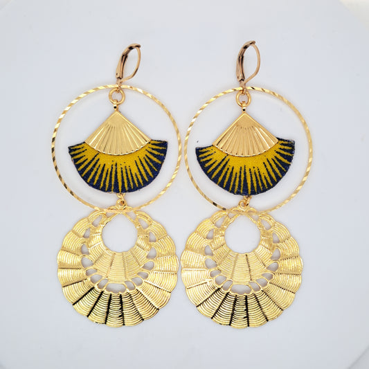 Jaune Seri - Boucles d'oreilles créoles double nattées jaune