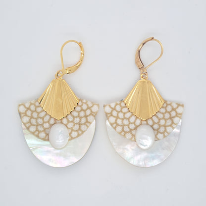 Blanc Mombasa - Boucles d'oreilles nacre