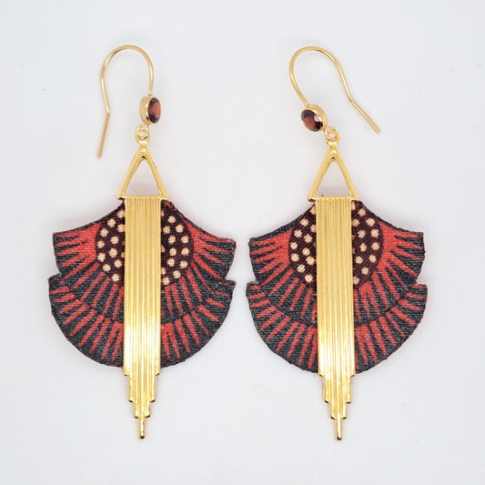 Cleopatra - Red Garnet Gold Plated Drop Earrings