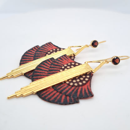 Cleopatra - Red Garnet Gold Plated Drop Earrings