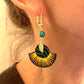 Carioca - Boucles d'oreilles pendantes agate verte en tissu